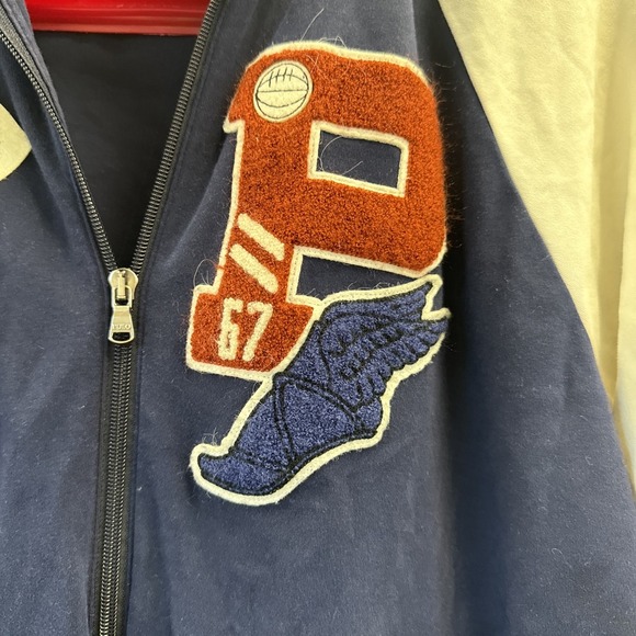 Polo Ralph Lauren Varsity Jacket Men's Navy White Yellow Patch Zipped Pockets L - Picture 3 of 9